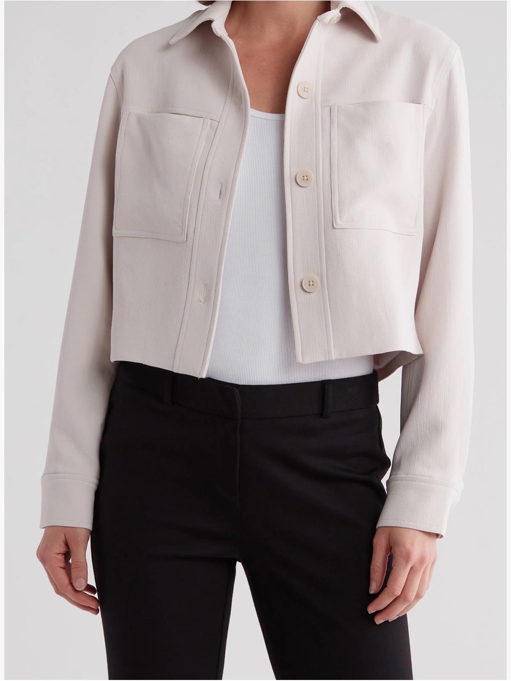 Tahari Cropped Blazer Jacket in Soft Beige size XS-S